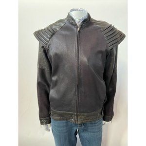 Vintage Wilson Mens Biker Motorcycle Jacket Black Lined Mandarin Collar 42